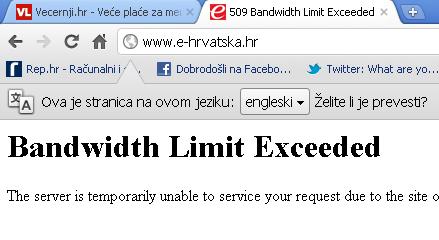 e-Hrvatska jučer bila nedostupna zbog prekoračenja bandwidtha