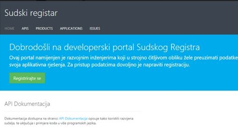 Podaci iz Sudskog registra postat će dostupni developerima