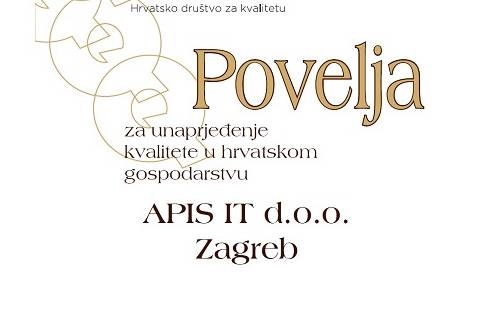 APIS IT dobio povelju za unaprjeđenje kvalitete