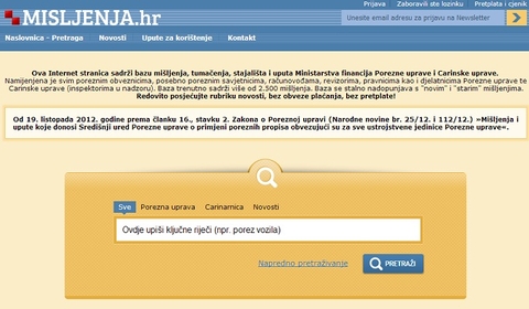 Misljenja.hr - web koji pojašnjava porezne nedoumice