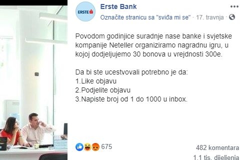 Policija upozorila na lažne nagradne igre na Facebooku