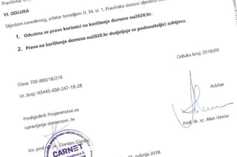 Nazovi CARNet radi oduzimanja domene